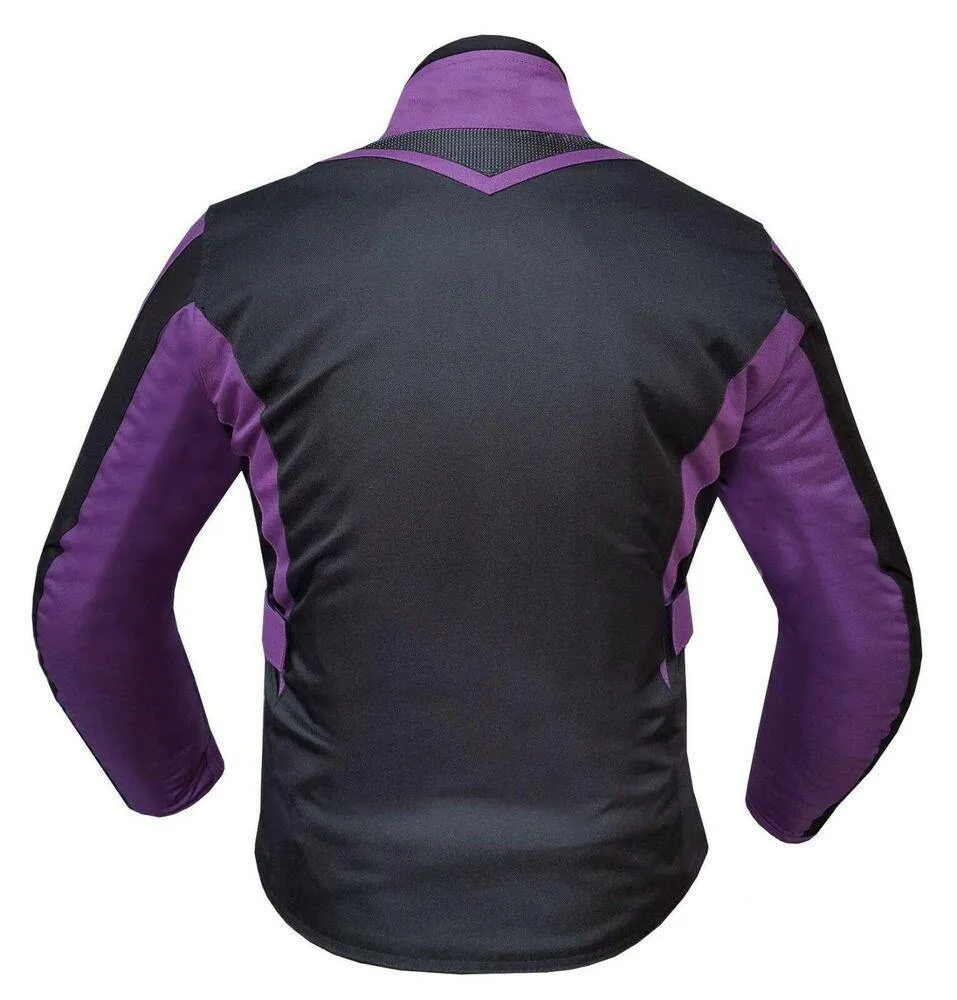 Ladies Motorcycle Suit Waterproof CE Armoured Motorbike Jacket Trouser Set- Purple