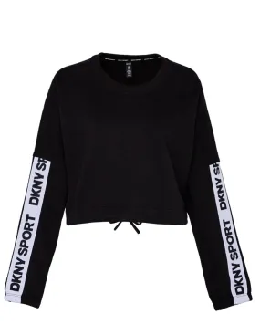 Logo Tape Cropped Crew Neck Pullover