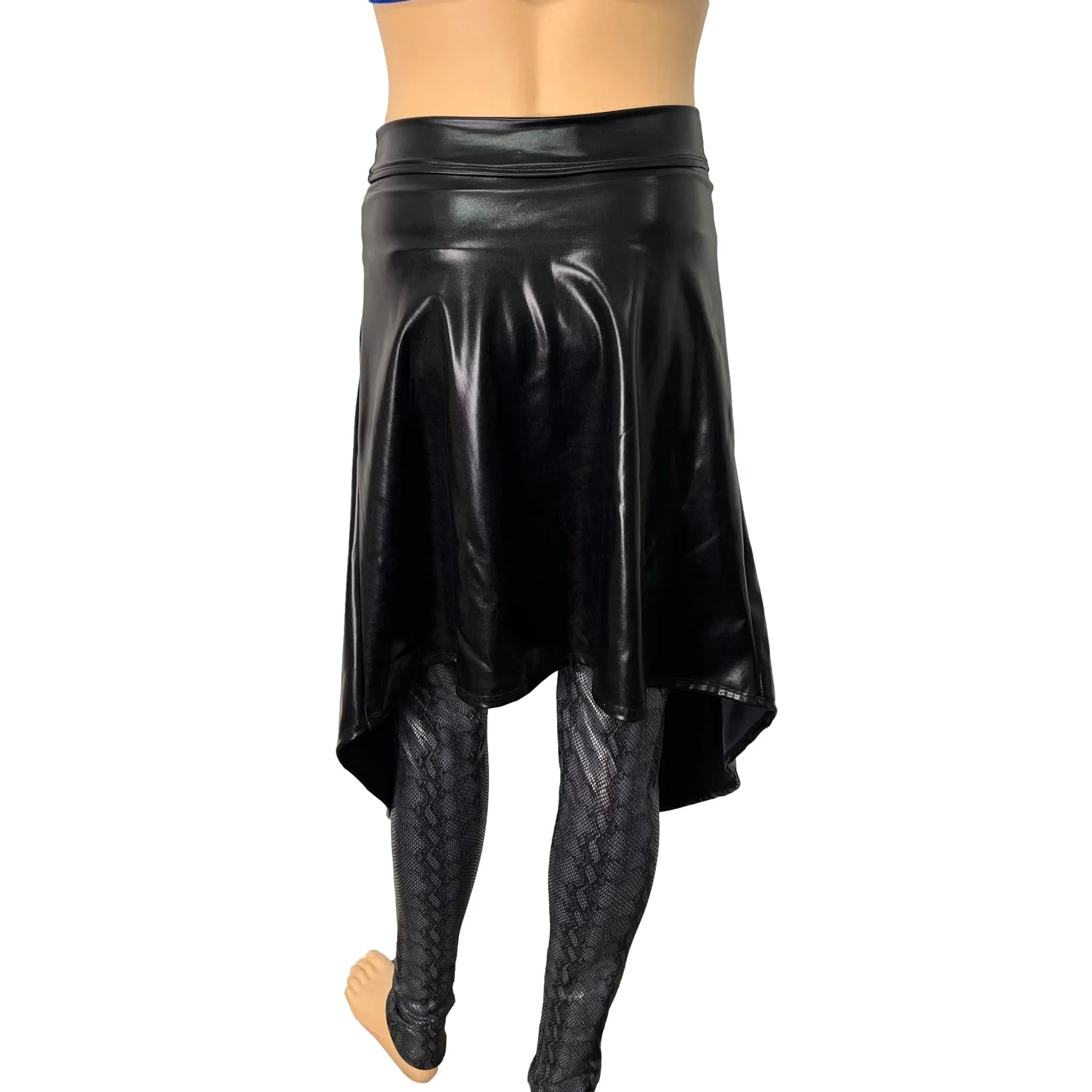 Long Cape Skirt - Black Metallic - Unisex Men/Women Open-Front Skirt