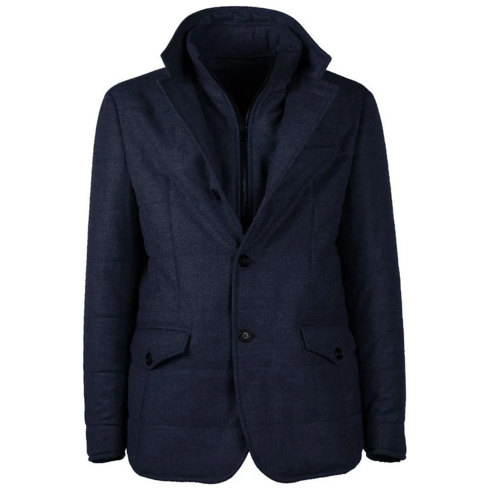 Made in Italy Blue Wool Men Coat