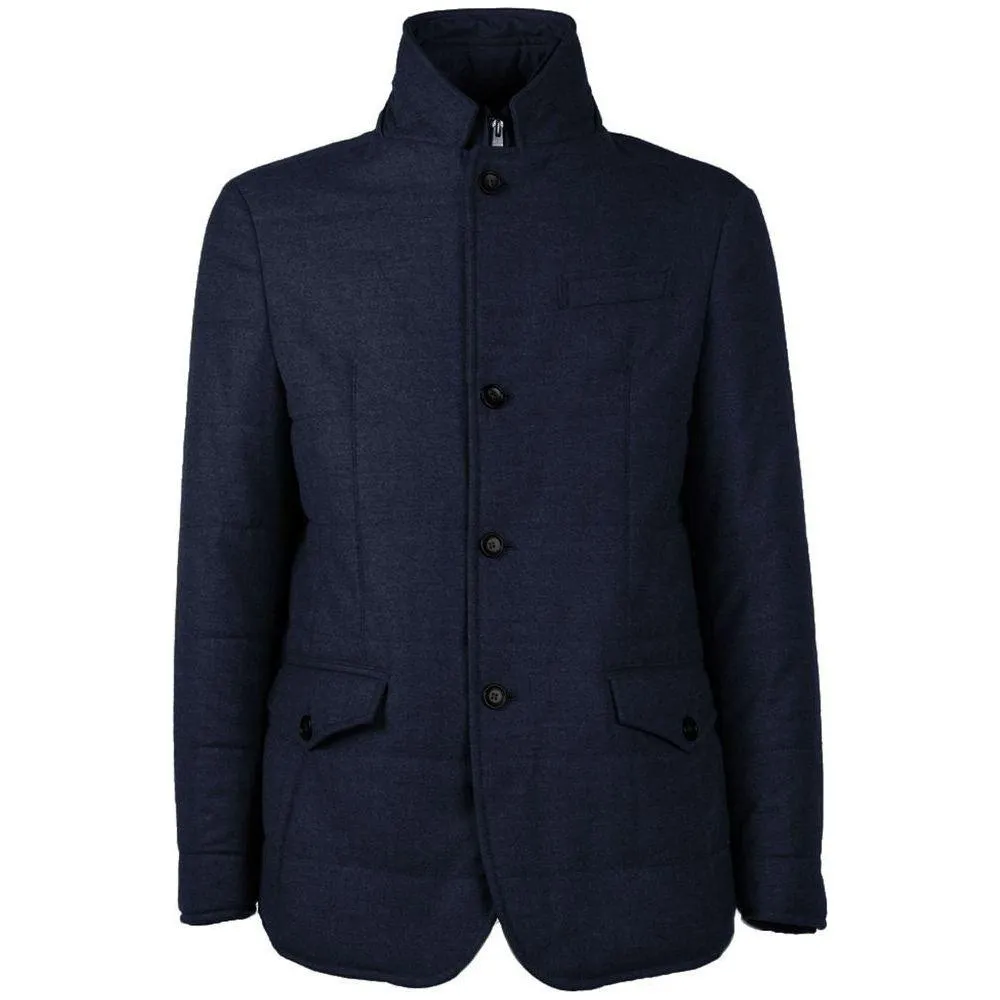 Made in Italy Blue Wool Men Coat