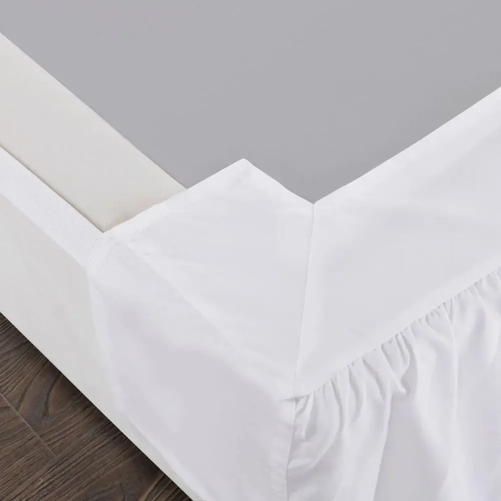 Magic Skirt Bed Skirt Elastic Band Pre-Shrunk, White, King