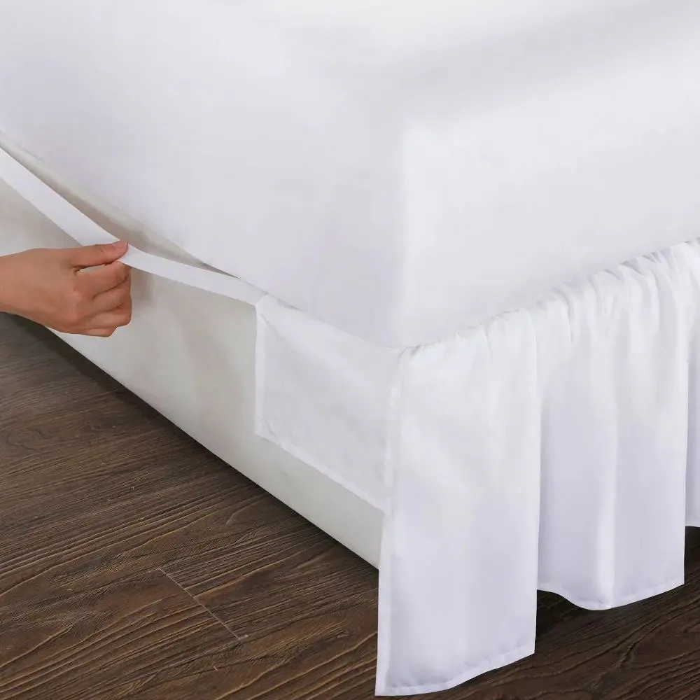 Magic Skirt Bed Skirt Elastic Band Pre-Shrunk, White, King