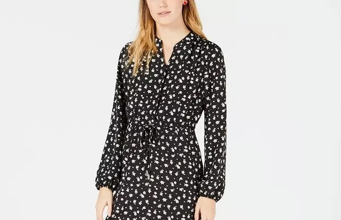 Maison Jules Women's Long-Sleeved Shirt Dress Black Size Small