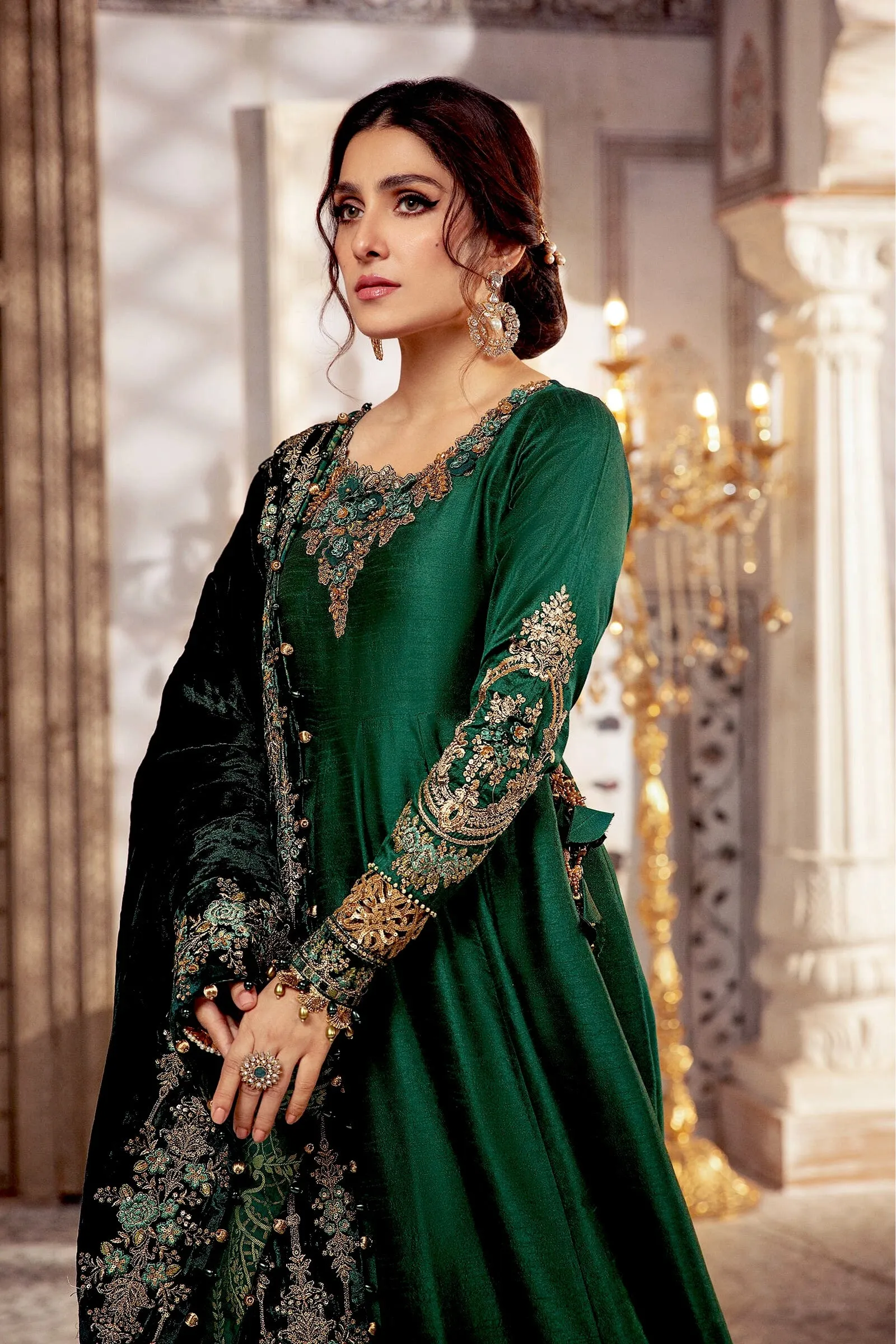 MARIA.B. MBroidered Wedding Collection – Teal and Warm green (BD-2307)