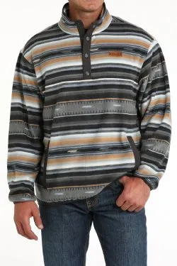 Men's Cinch Polar Fleece Black Stripe Pullover