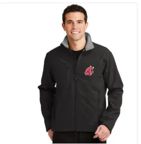 Mens Glacier Soft Shell Black Jacket with Embroidered Coug Logo