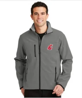 Mens Glacier Soft Shell Grey Jacket with Embroidered Coug Logo