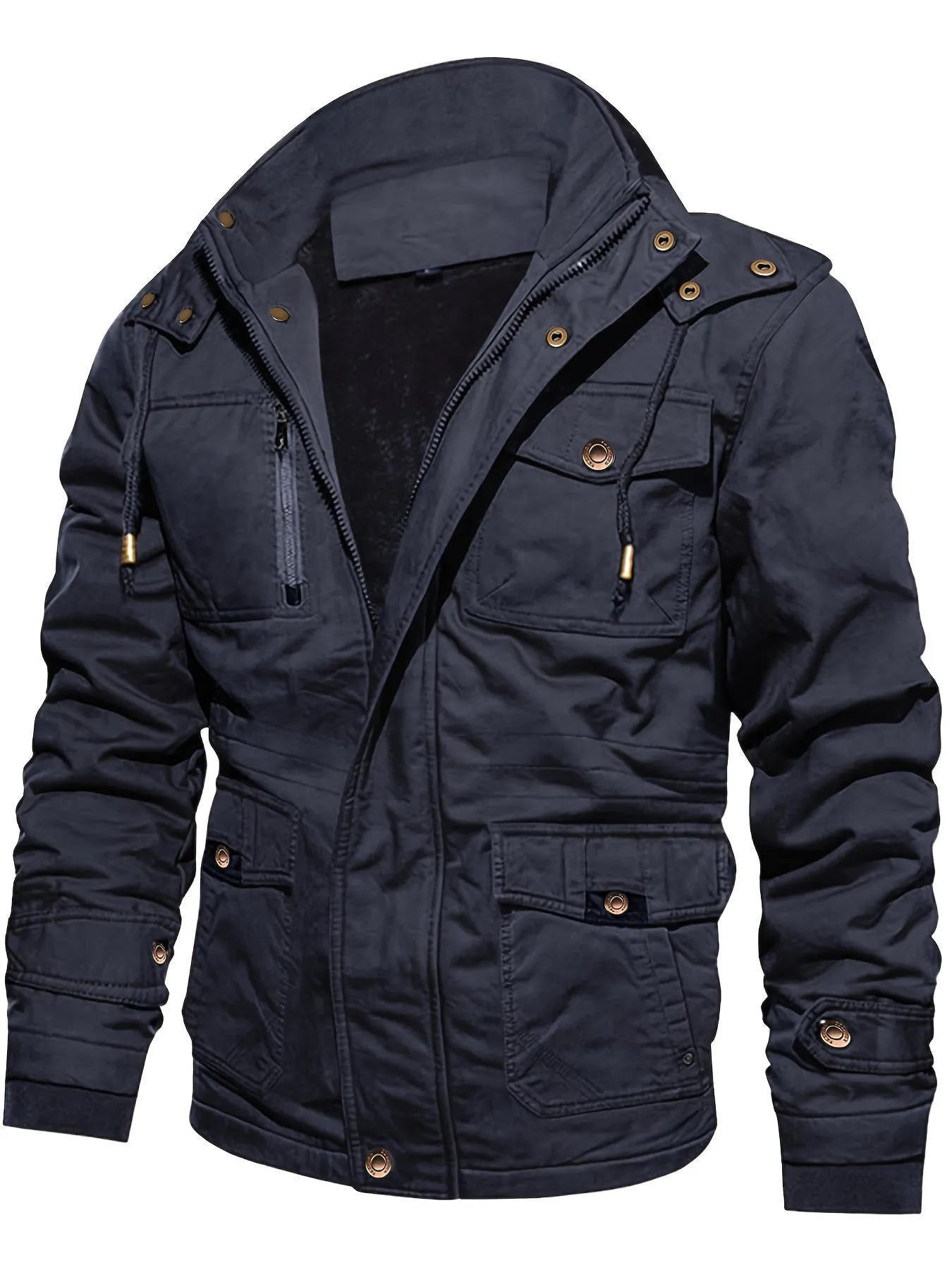 Men's Hooded Military Tactical Jacket Windbreak Fleece Coat