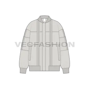 Mens Oversized Jacket Flat Sketch