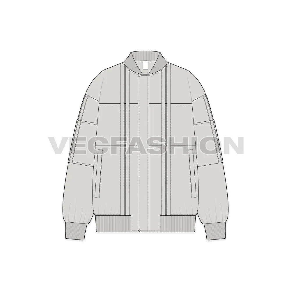 Mens Oversized Jacket Flat Sketch