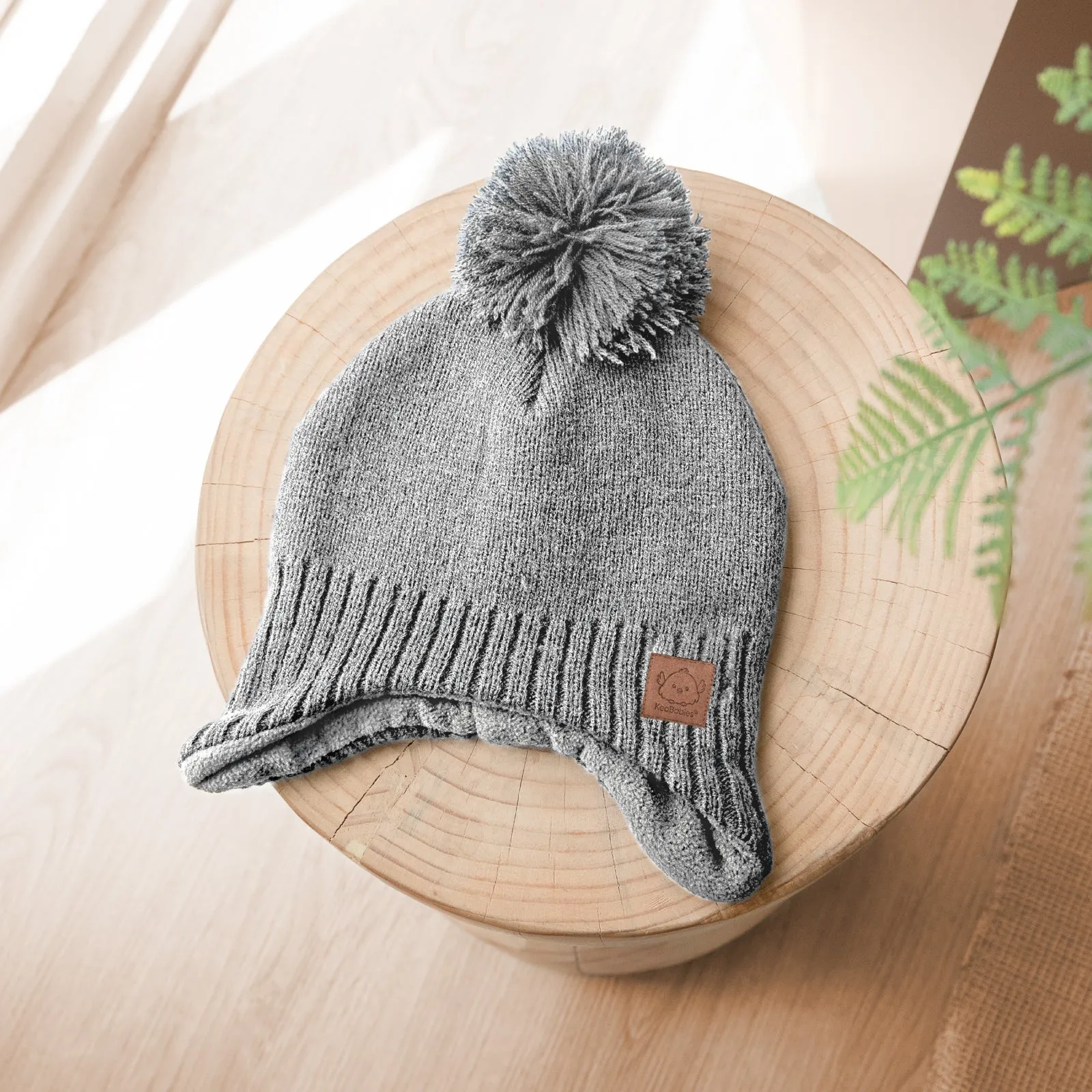 Muff Knitted Beanie (Gray)