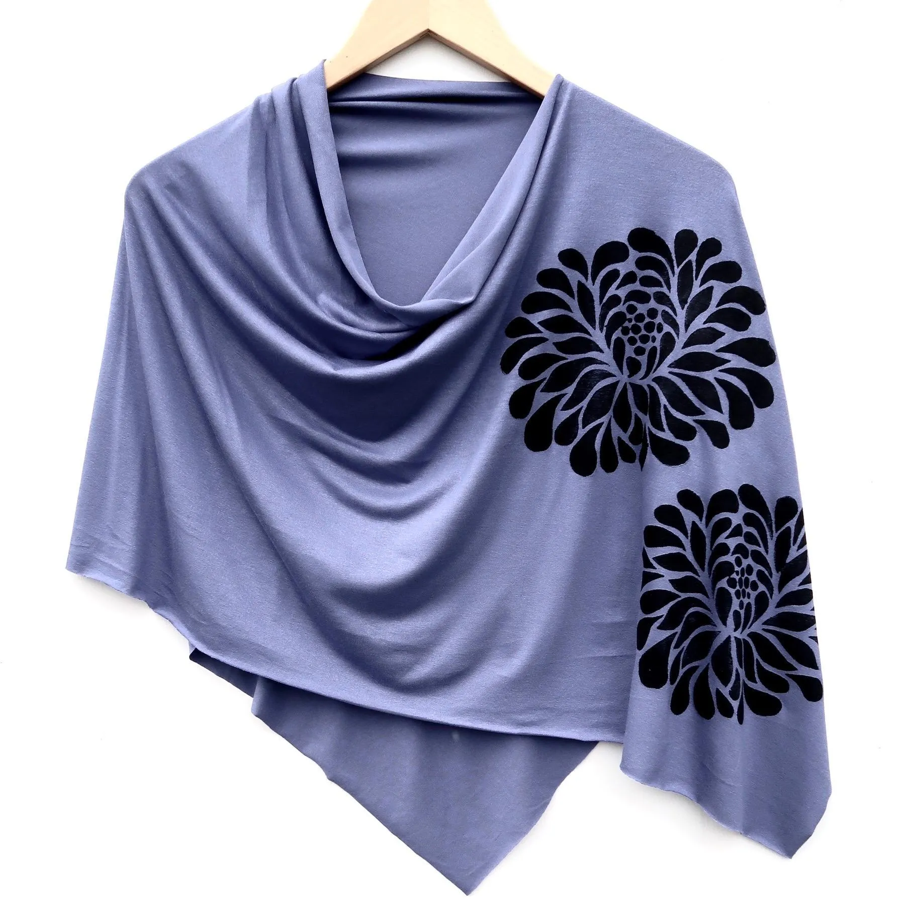 (New) Poncho - Denim Soft Blue (Black Ink) by Windsparrow Studio