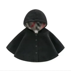 NEW winter fashion kids baby girl clothes cape pattern black red cotton hooded plaid style Coat jackets baby girls cape cloaks S4609100