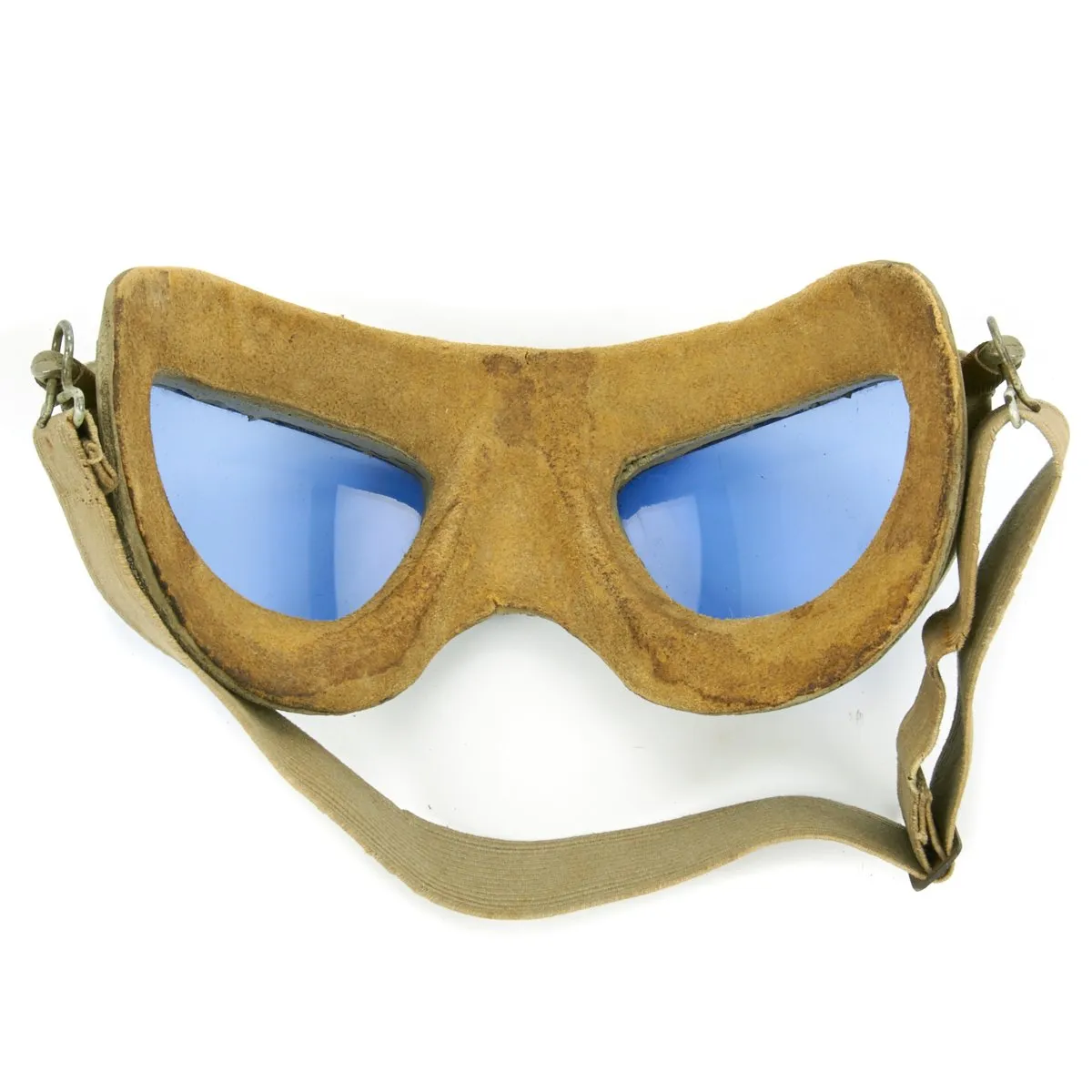 Original U.S. WWII Army Air Force Aviator Flight Helmet Set - AN6530 Blue Goggles, A-14 Mask, A-11 Helmet