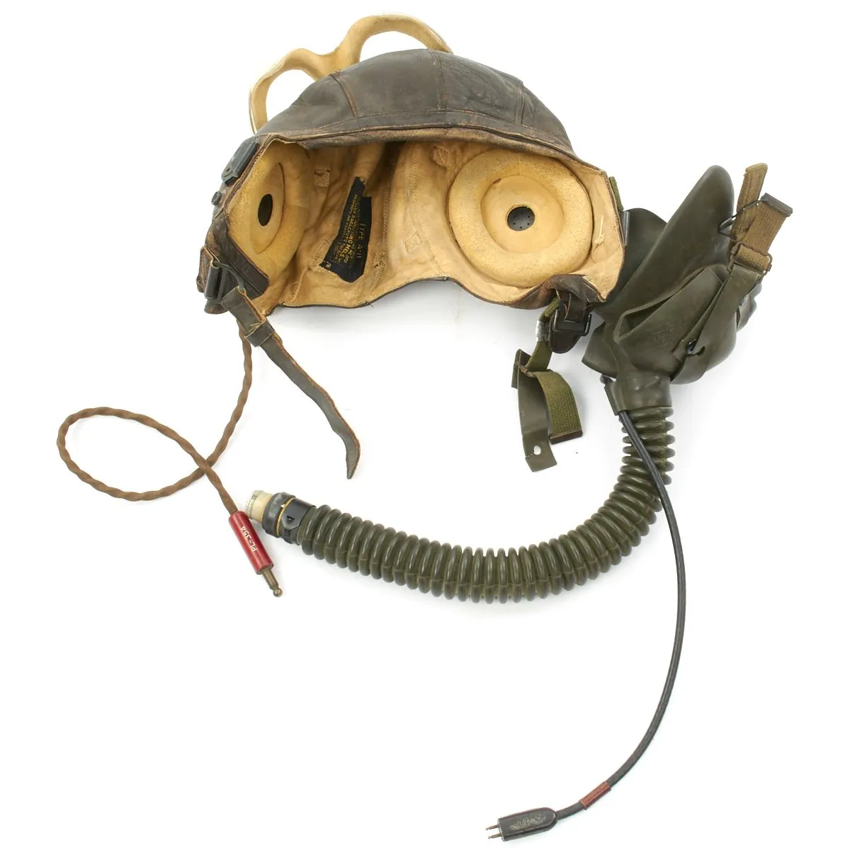 Original U.S. WWII Army Air Force Aviator Flight Helmet Set - AN6530 Goggles, A-14 Mask, A-11 Helmet