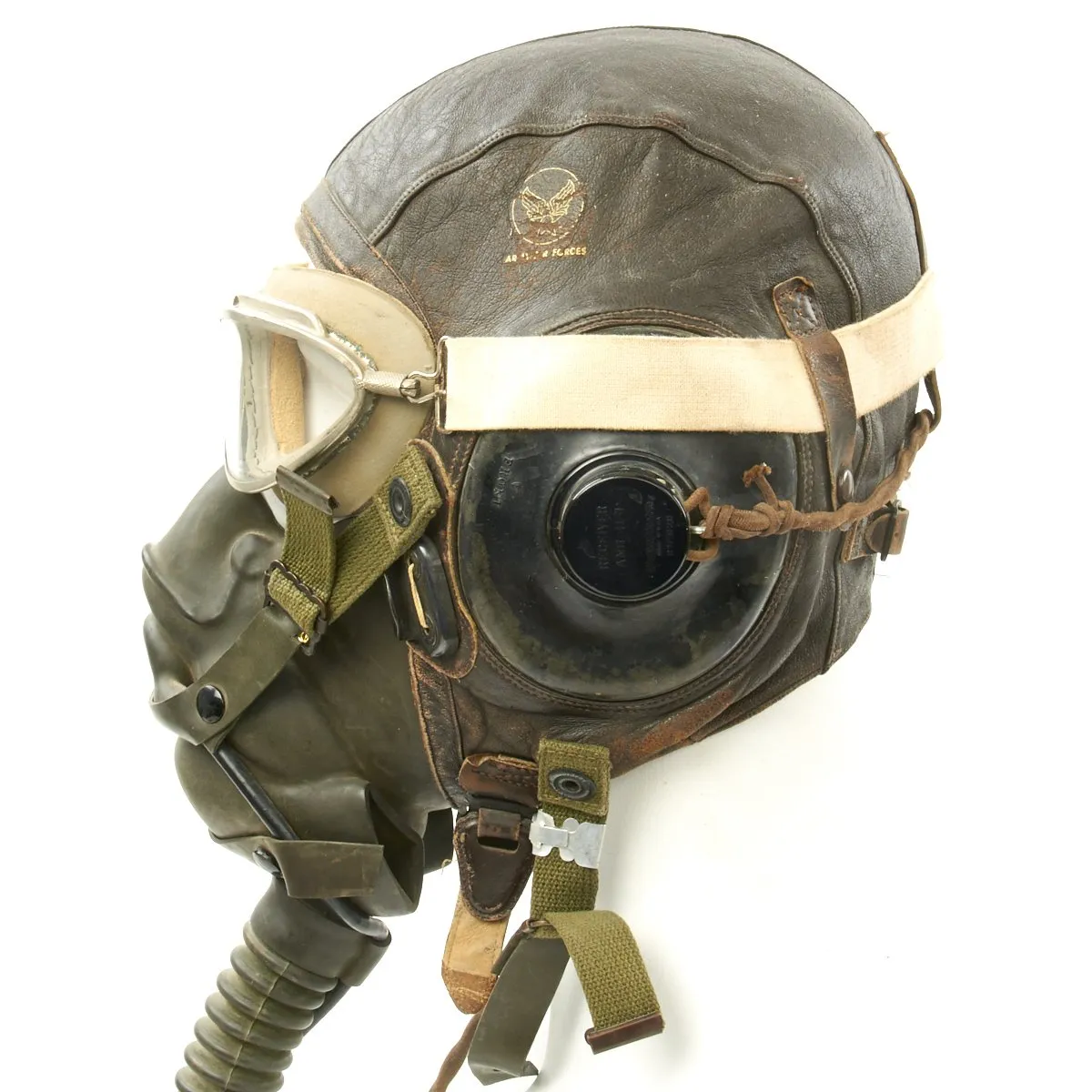 Original U.S. WWII Army Air Force Aviator Flight Helmet Set - AN6530 Goggles, A-14 Mask, A-11 Helmet