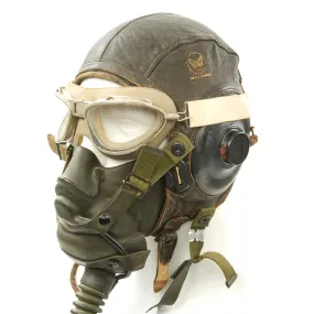 Original U.S. WWII Army Air Force Aviator Flight Helmet Set - AN6530 Goggles, A-14 Mask, A-11 Helmet