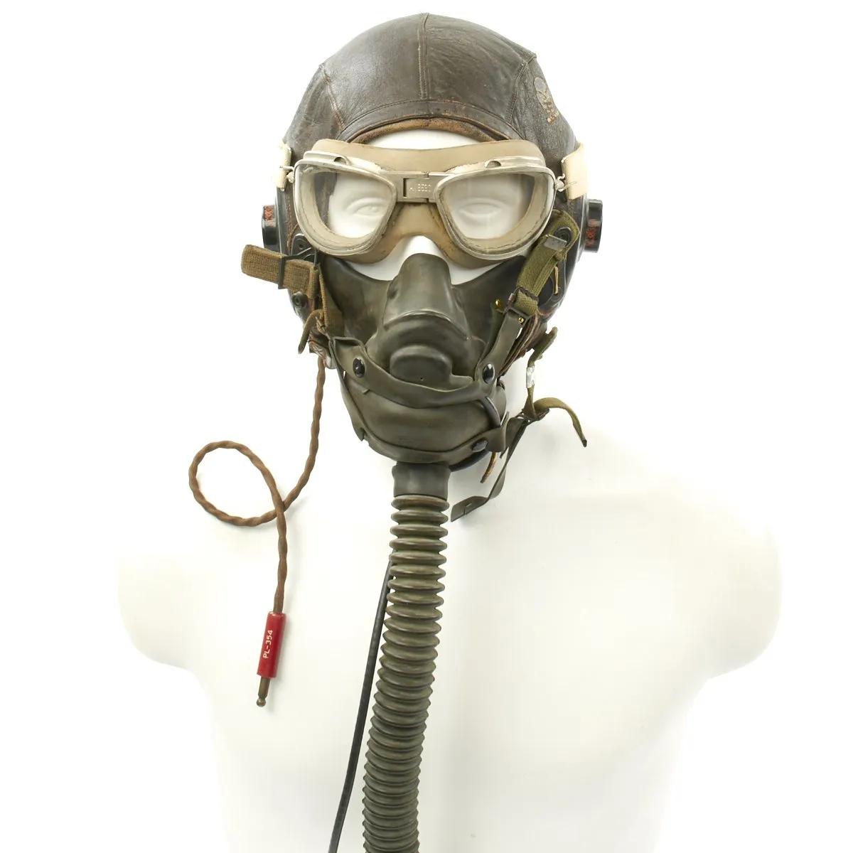 Original U.S. WWII Army Air Force Aviator Flight Helmet Set - AN6530 Goggles, A-14 Mask, A-11 Helmet