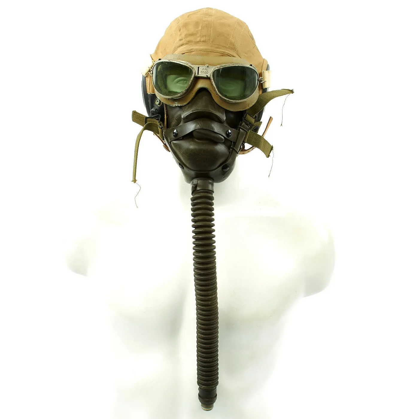 Original U.S. WWII Army Air Force Aviator Flight Helmet Set - AN6530 Goggles, A-14 Mask, AN-H-15 Helmet