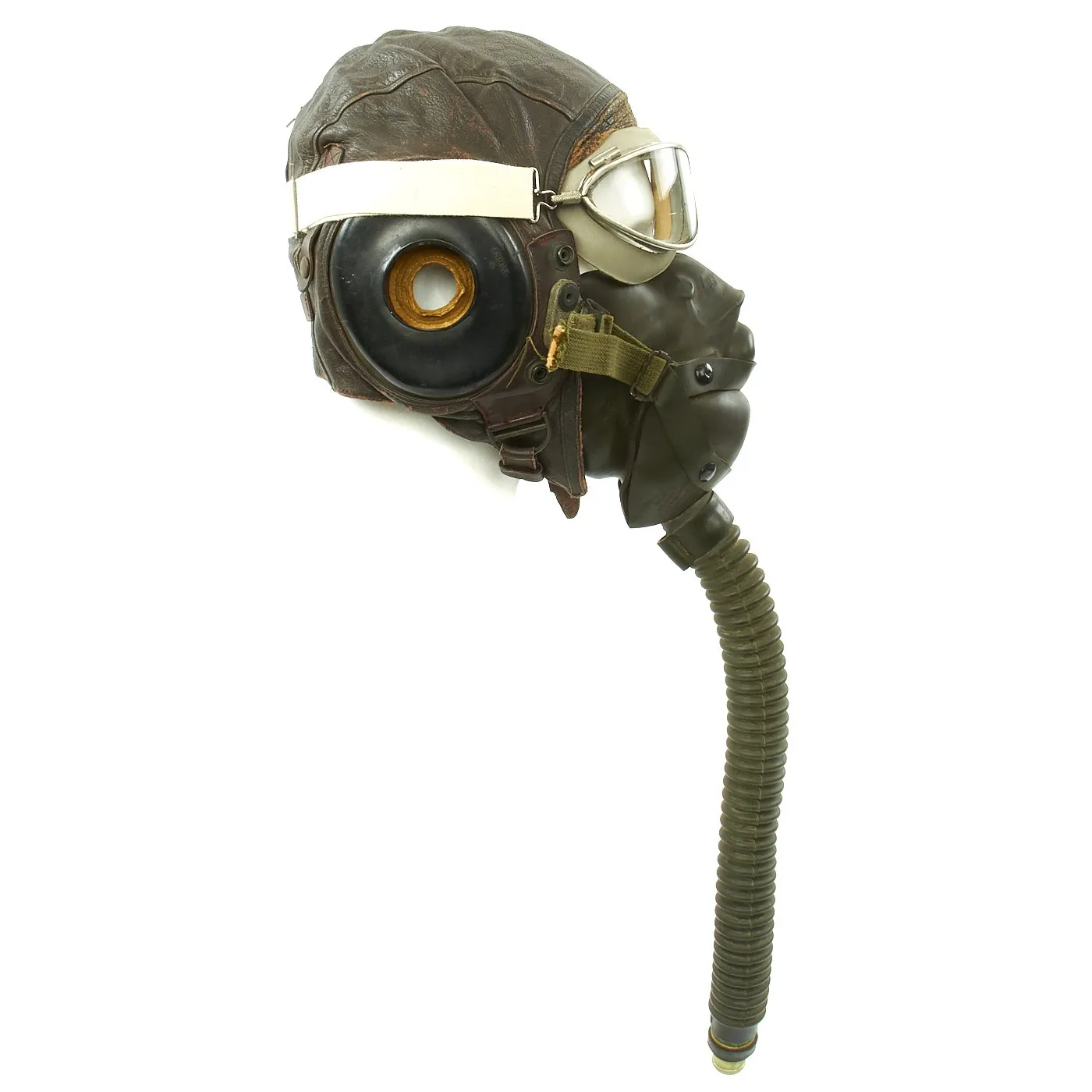 Original U.S. WWII Army Air Force Aviator Flight Helmet Set - AN6530 Goggles with Spare Lenses, A-14 Mask, A-11 Helmet