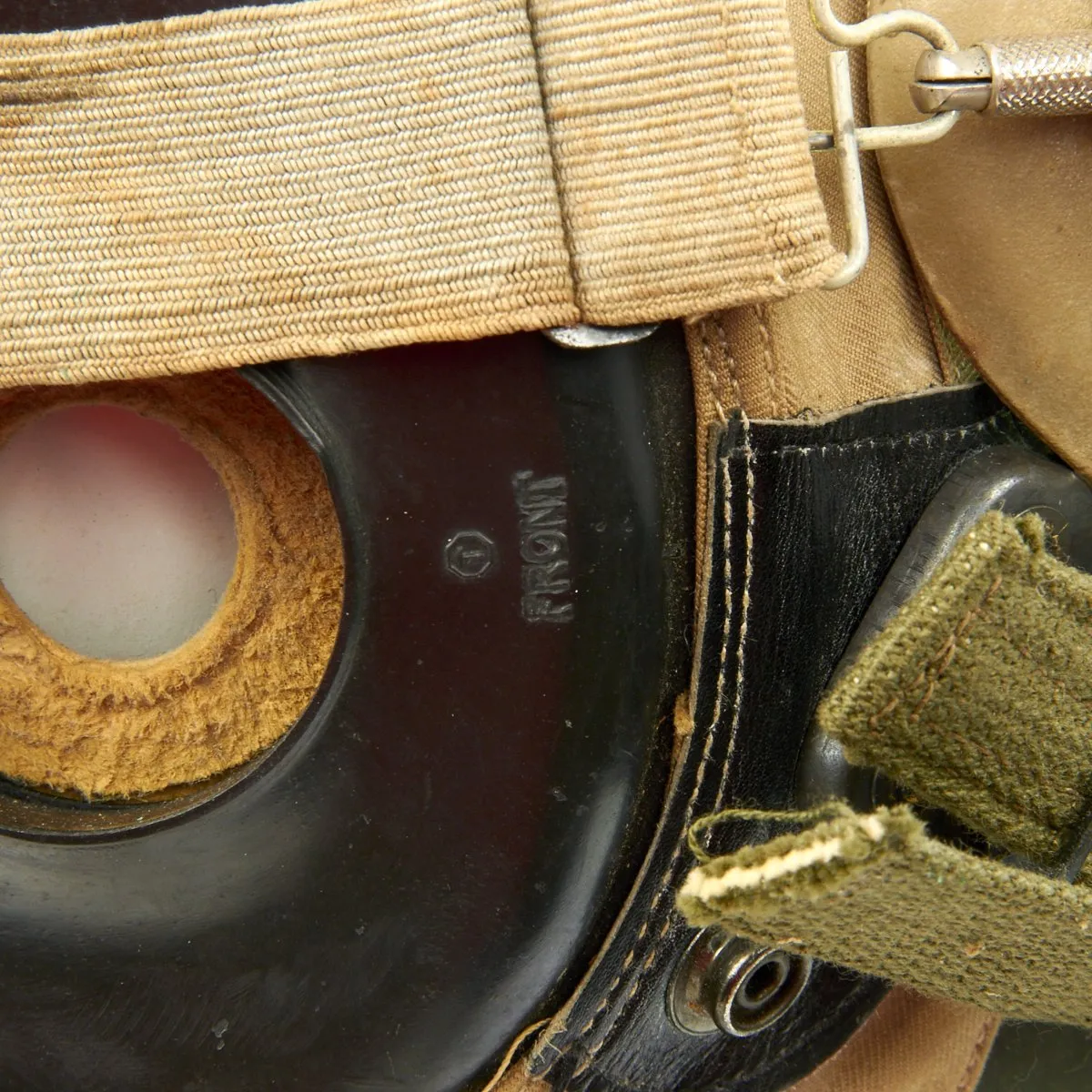 Original U.S. WWII Army Air Force Aviator Flight Helmet Set - AN6530 Green Goggles, A-14 Mask, AN-H-15 Helmet