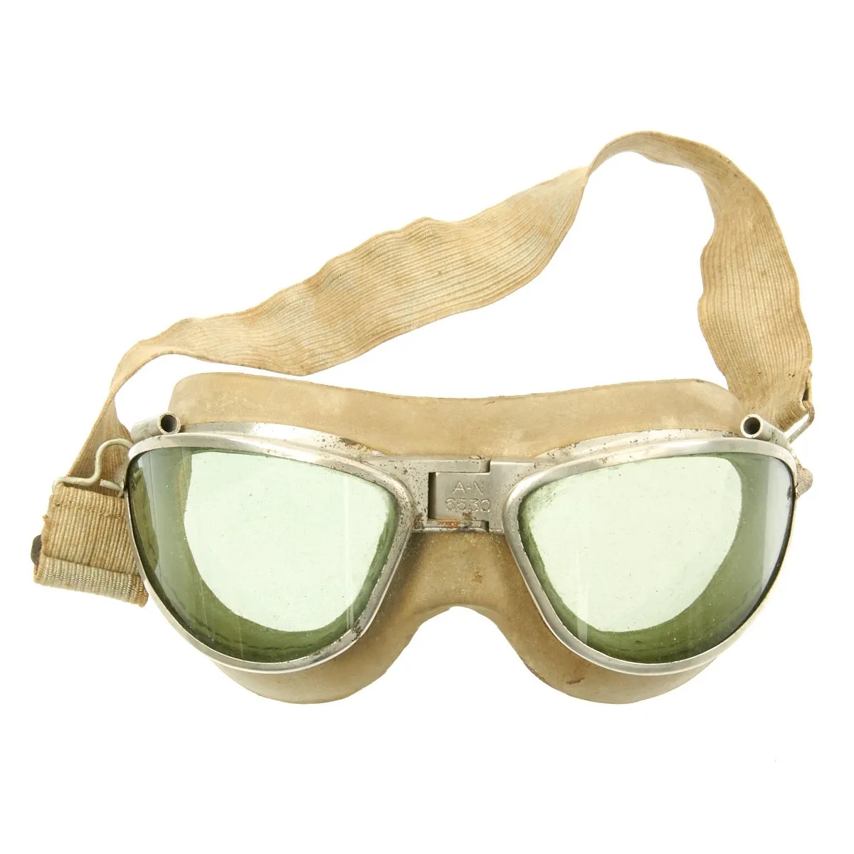 Original U.S. WWII Army Air Force Aviator Flight Helmet Set - AN6530 Green Goggles, A-14 Mask, AN-H-15 Helmet