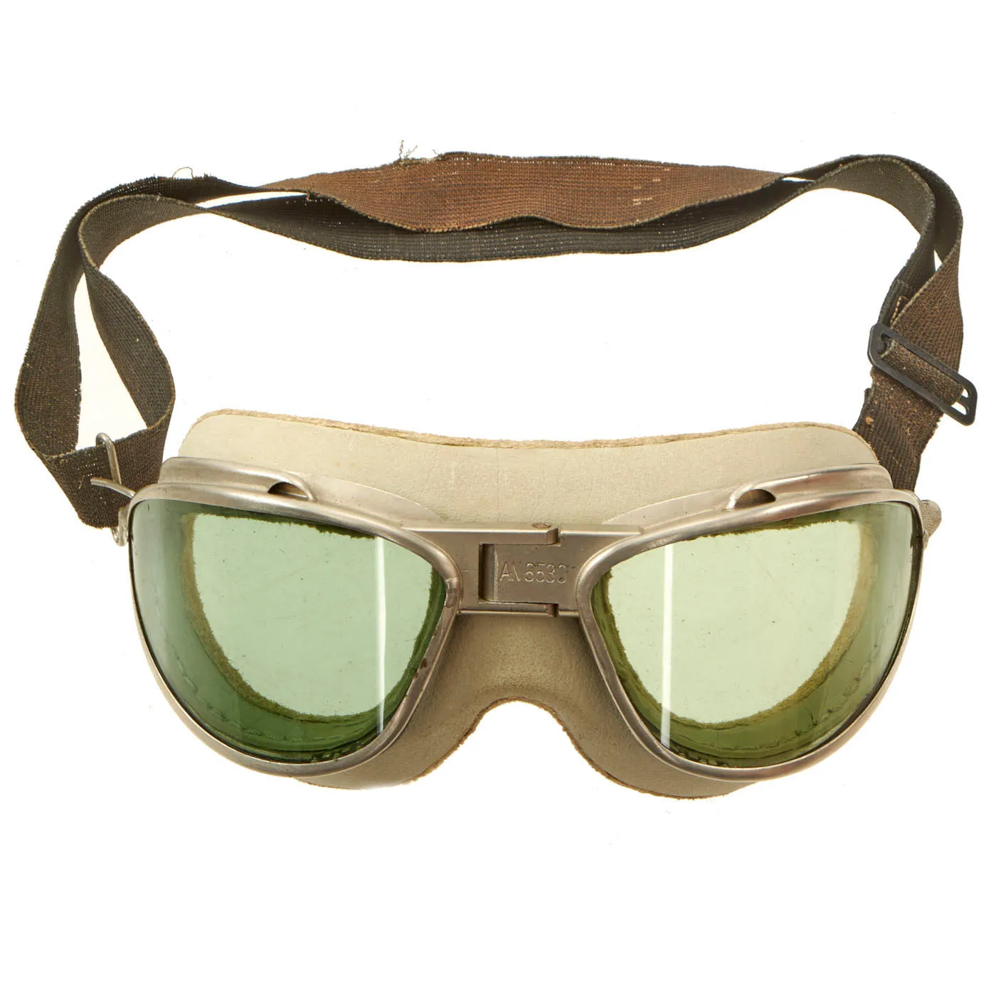 Original U.S. WWII Army Air Force Aviator Flight Helmet Set - AN6530 Green Tint Goggles, A-14 Mask, A-11 Helmet