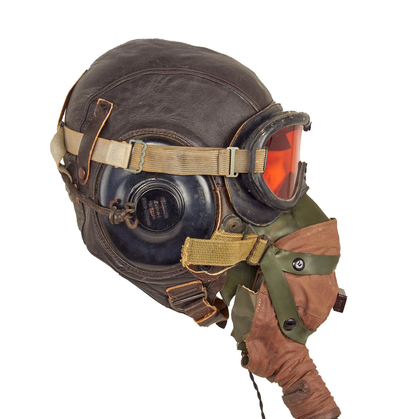 Original U.S. WWII Army Air Force Aviator Flight Helmet Set - Polaroid B-8 Goggles, A-14 Mask, E-1 Heater and A-11 Helmet