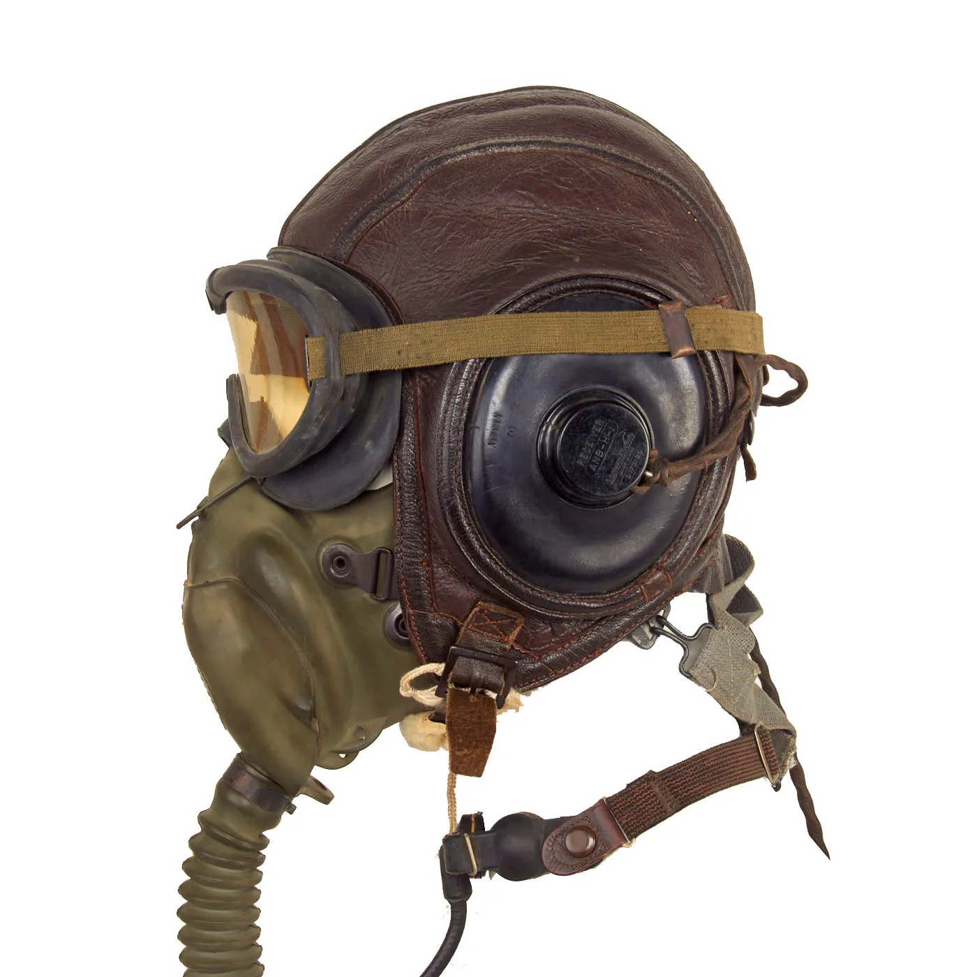 Original U.S. WWII Army Air Force Aviator Flight Helmet Set - Polaroid B-8 Goggles, A-9 Mask And A-11 Helmet