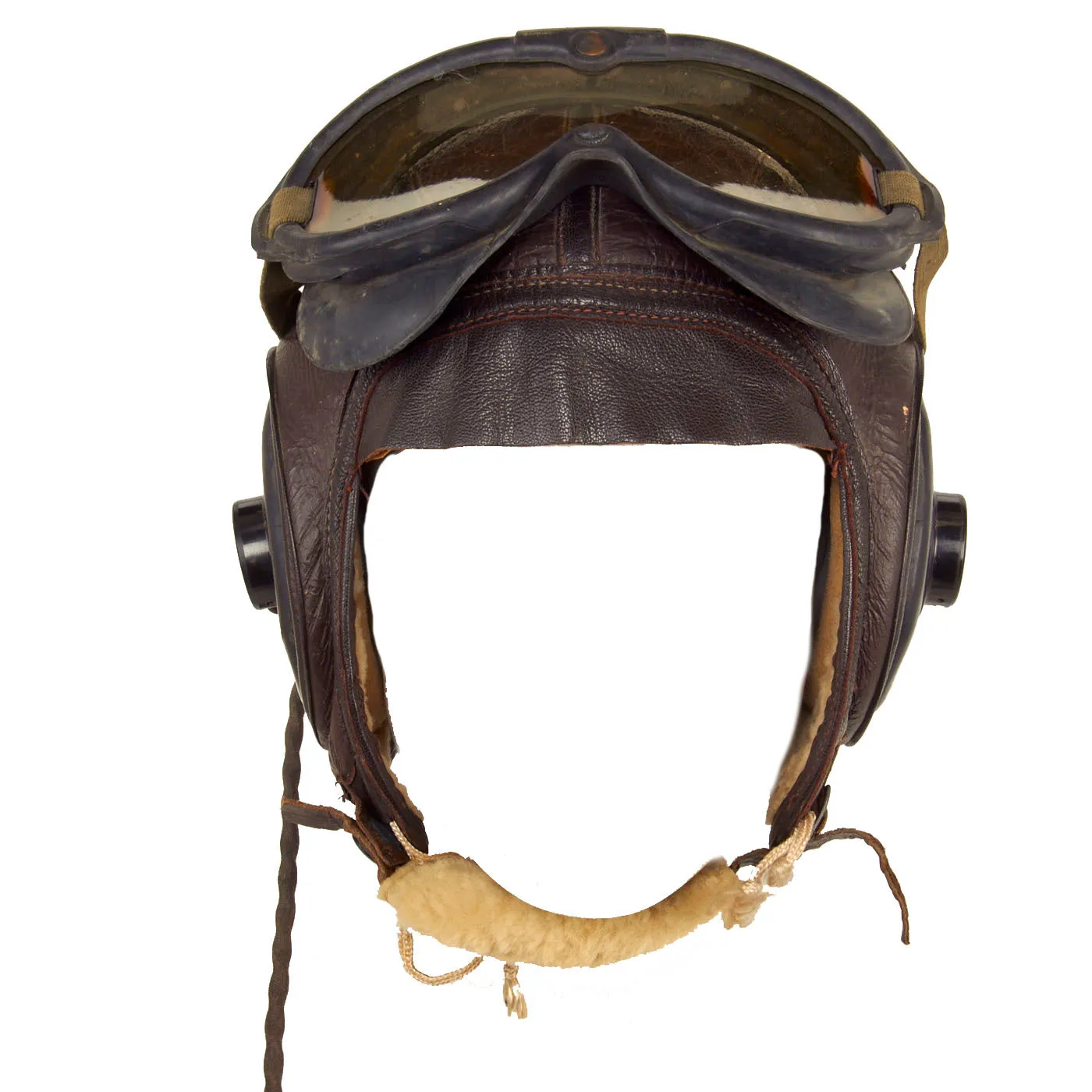 Original U.S. WWII Army Air Force Aviator Flight Helmet Set - Polaroid B-8 Goggles, A-9 Mask And A-11 Helmet