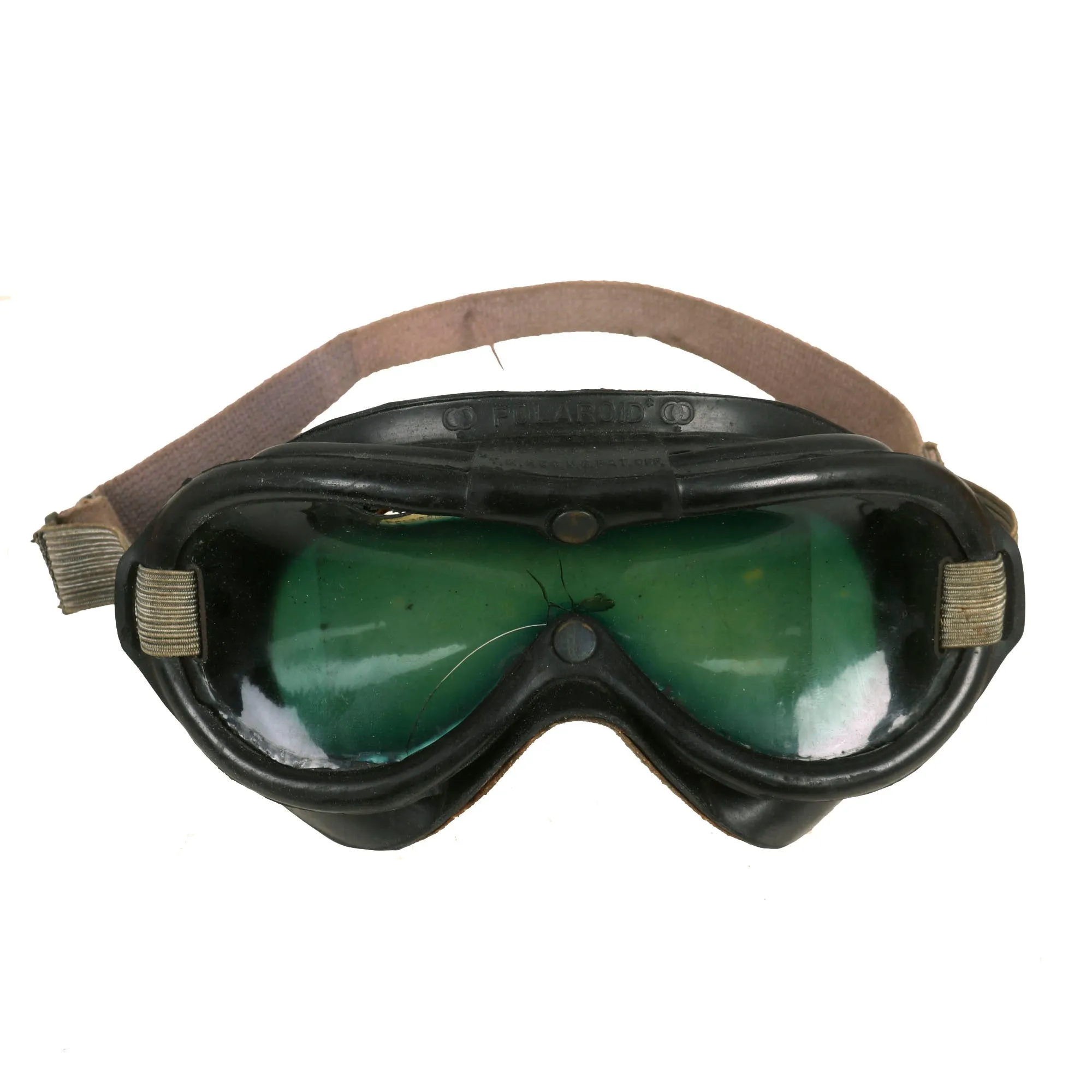 Original U.S. WWII Army Air Forces Aviator Flight Helmet Set - Polaroid B-8 Goggles, A-14 Mask With Box, Sealed HS-38 Headset and Named A-11 Helmet