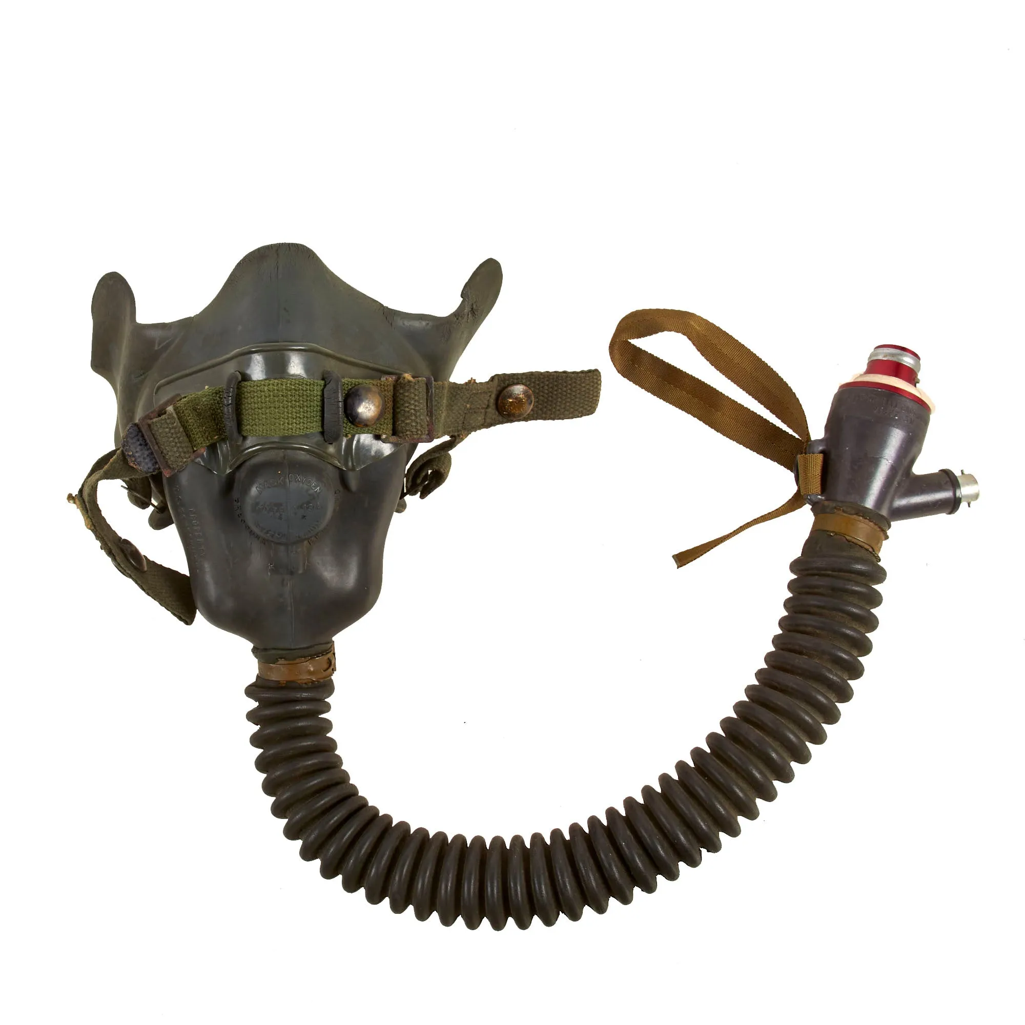 Original U.S. WWII USAAF Aviator Flight Helmet Set - AN6530 Goggles, A-11 Helmet, & Type A-13 Oxygen Mask