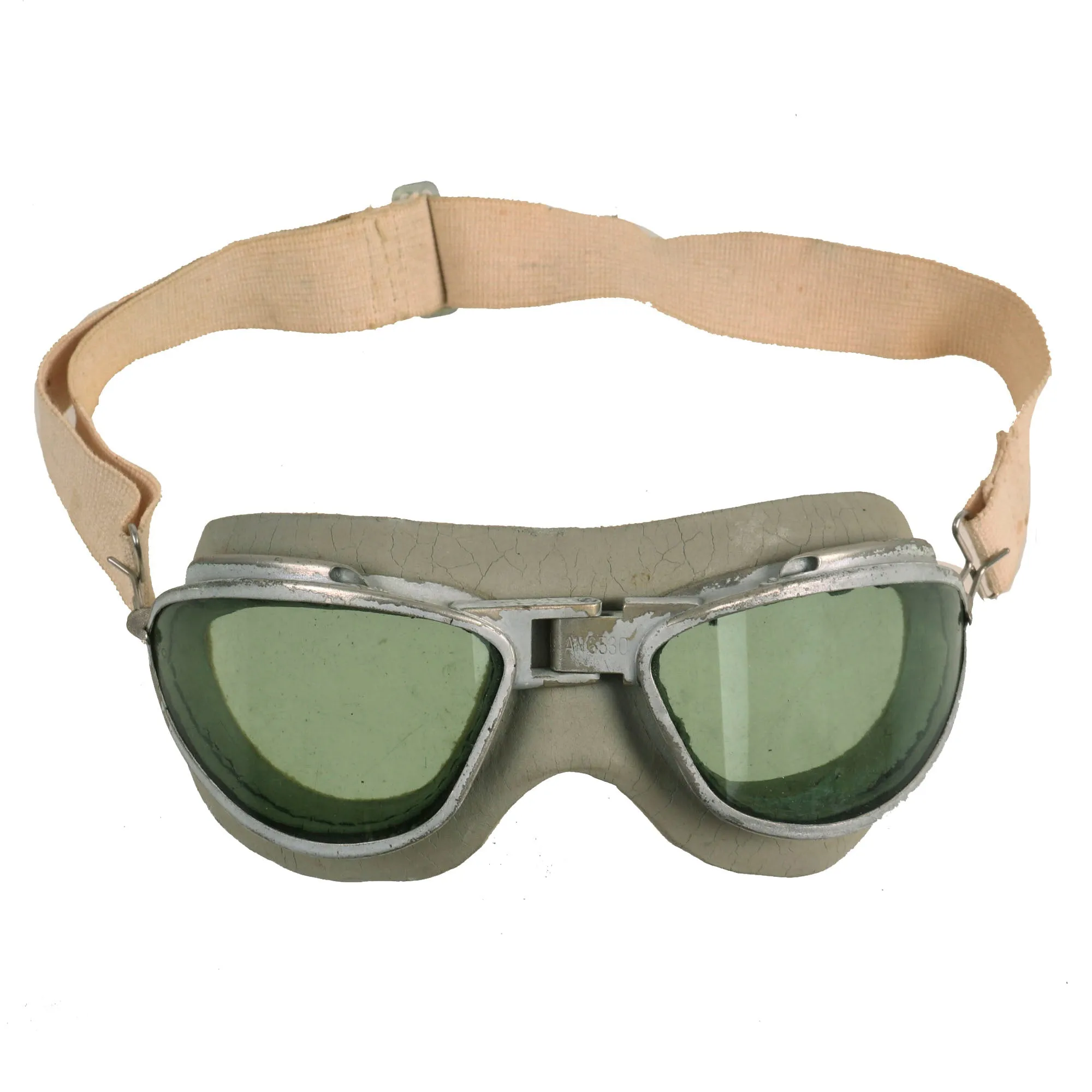 Original U.S. WWII USAAF Aviator Flight Helmet Set - AN6530 Goggles, Extra Large A-11 Helmet, & Type A-10A Oxygen Mask