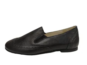 Orkideas  Black Pebbled Wingtip Slip On 24012