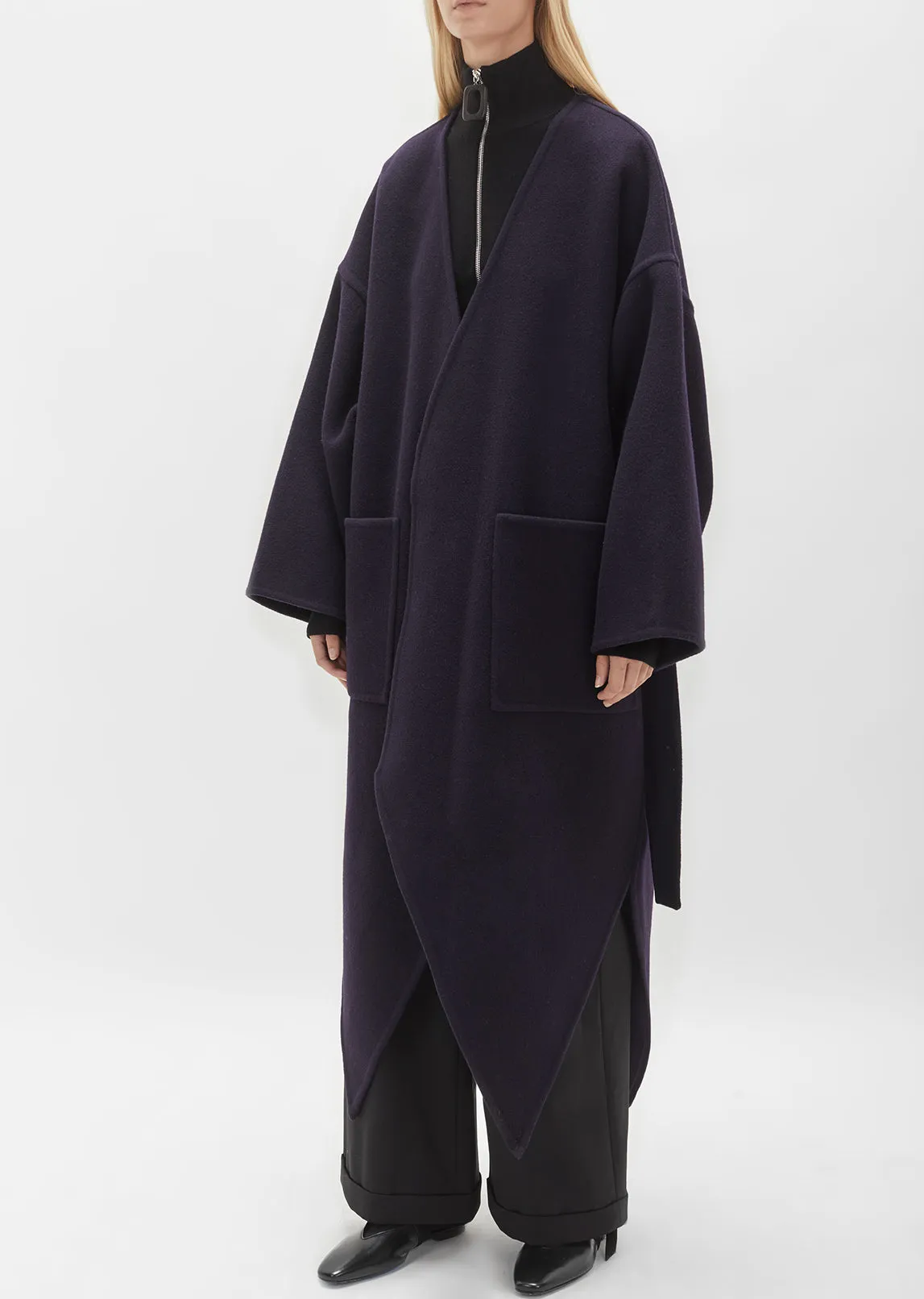 Pointed Hem Double Face Coat