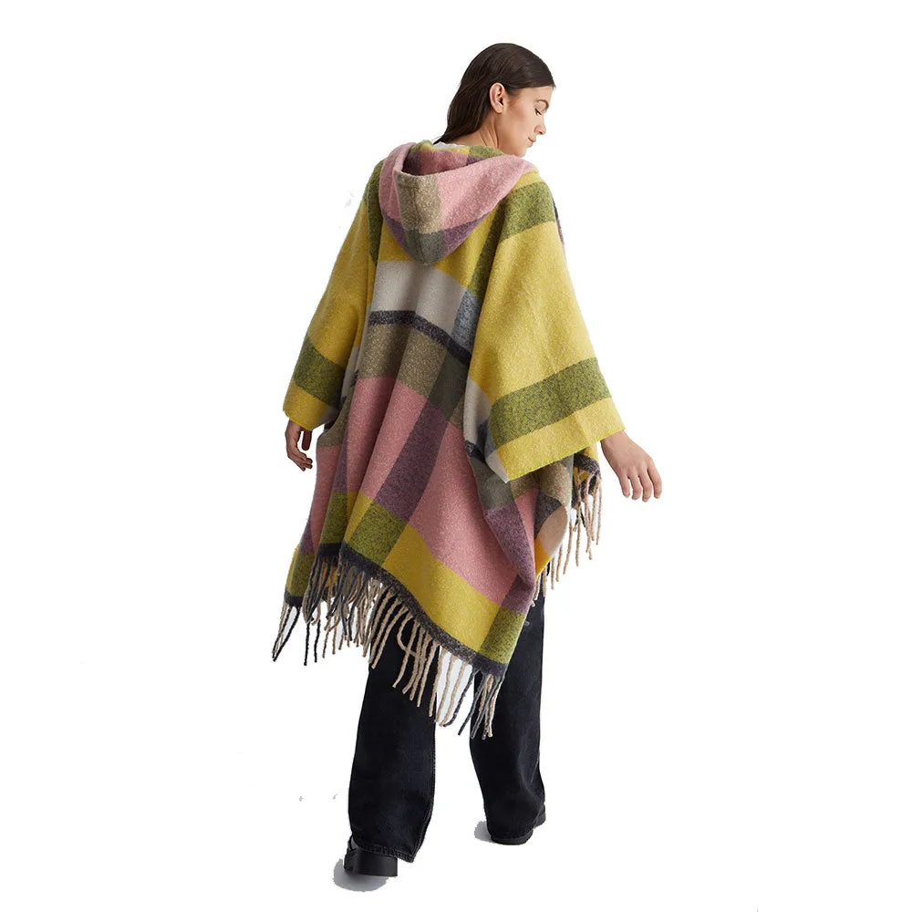 Poncho Donna con Cappuccio LIU JO in Tessuto Garzato stampa Check Multicolor