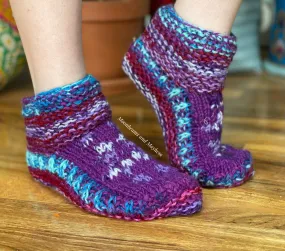 PURPLE FLEECE LINED SNUGGLE SOCKS / SLIPPERS