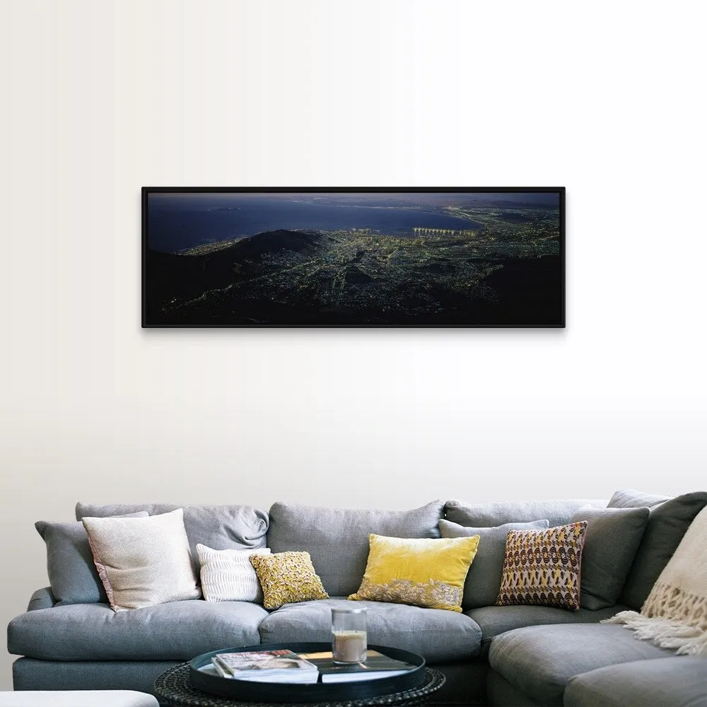 "Aerial view of a city, Cape Town, South Africa" Black Float Frame Canvas Art