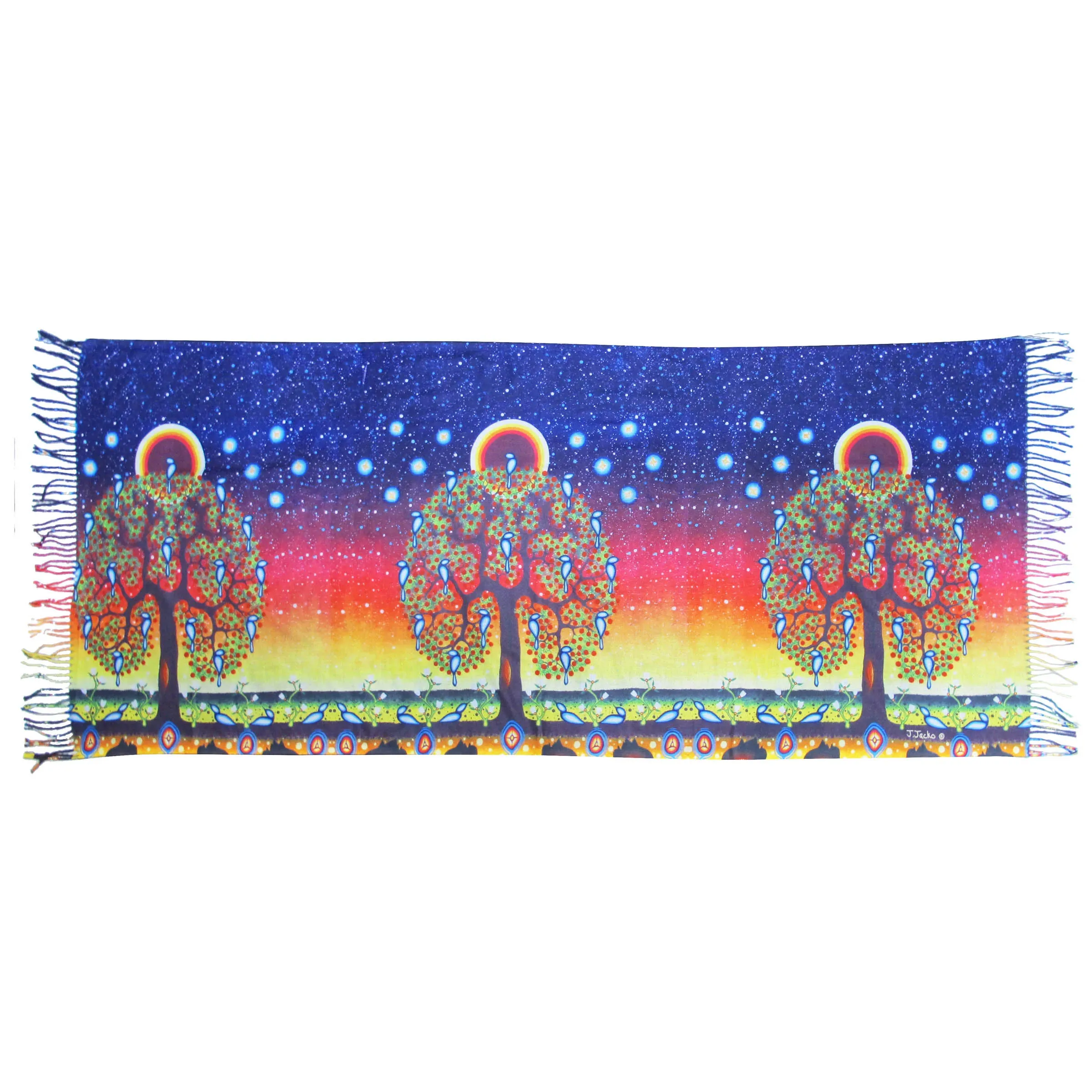 "Tree of Life" Art Print Shawl by Native Artist Jack Jacko