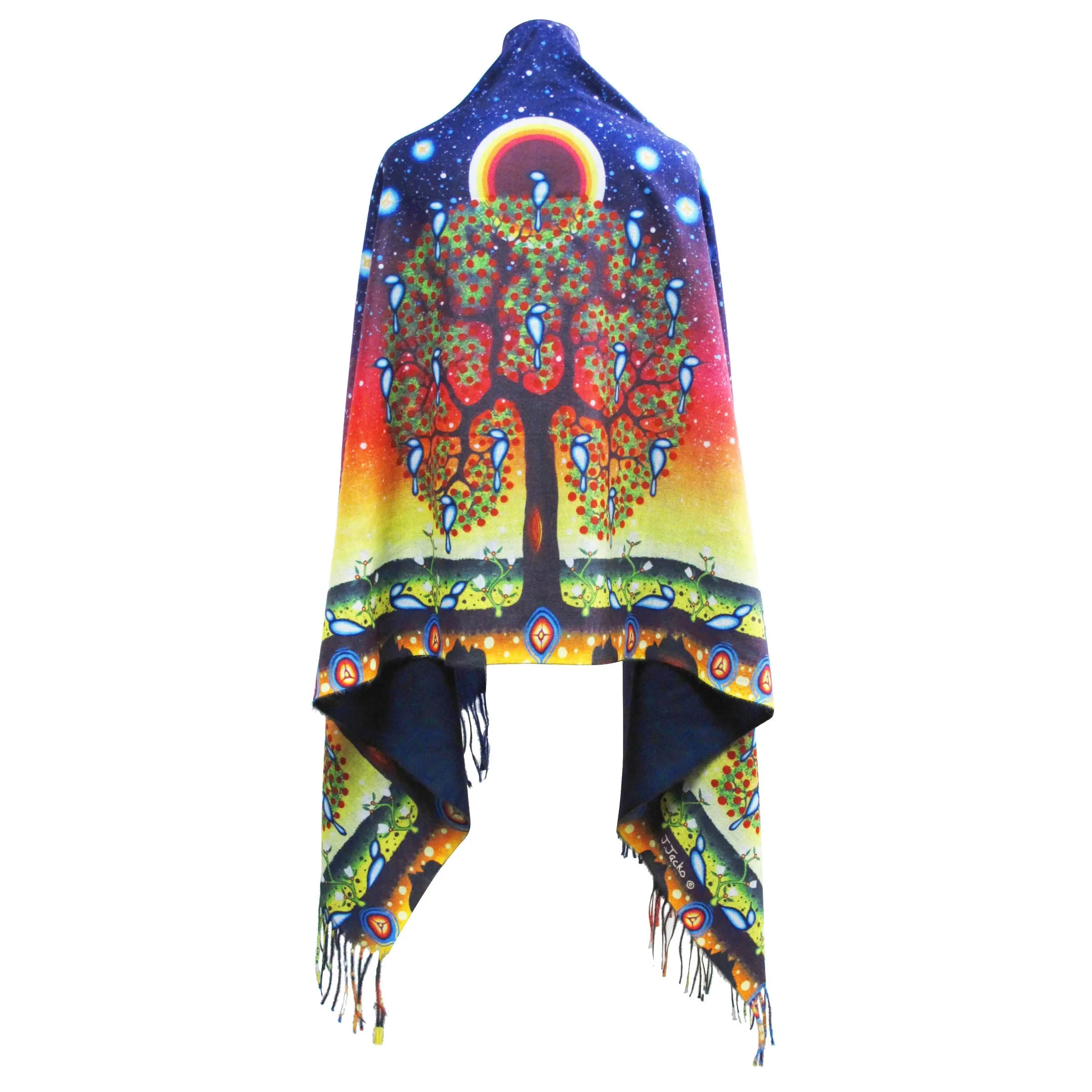 "Tree of Life" Art Print Shawl by Native Artist Jack Jacko