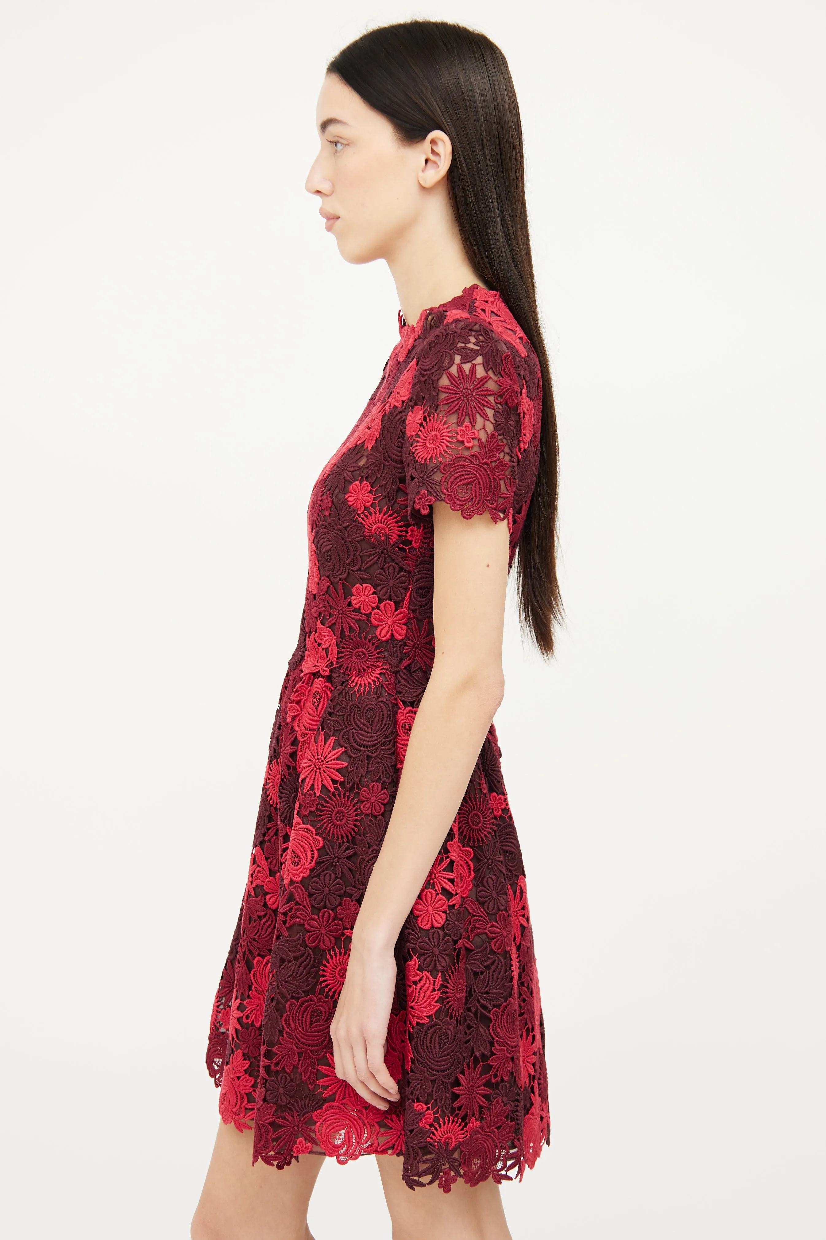 Red Lace Floral Dress