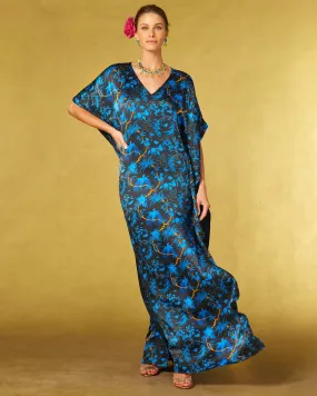 Regan Silk Kaftan in Midnight Garden