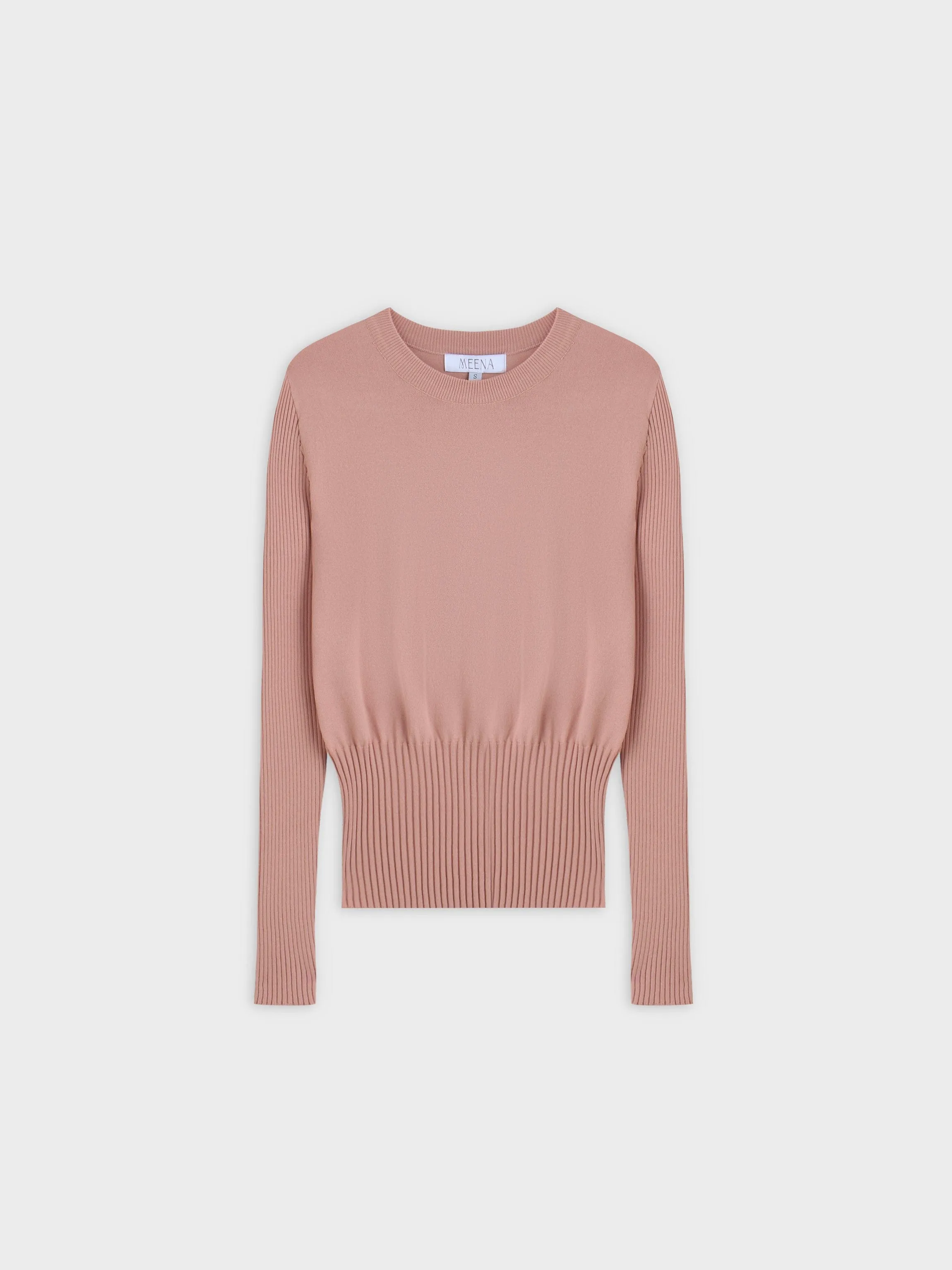 RIBBED WAISTED SWEATER-PEACH