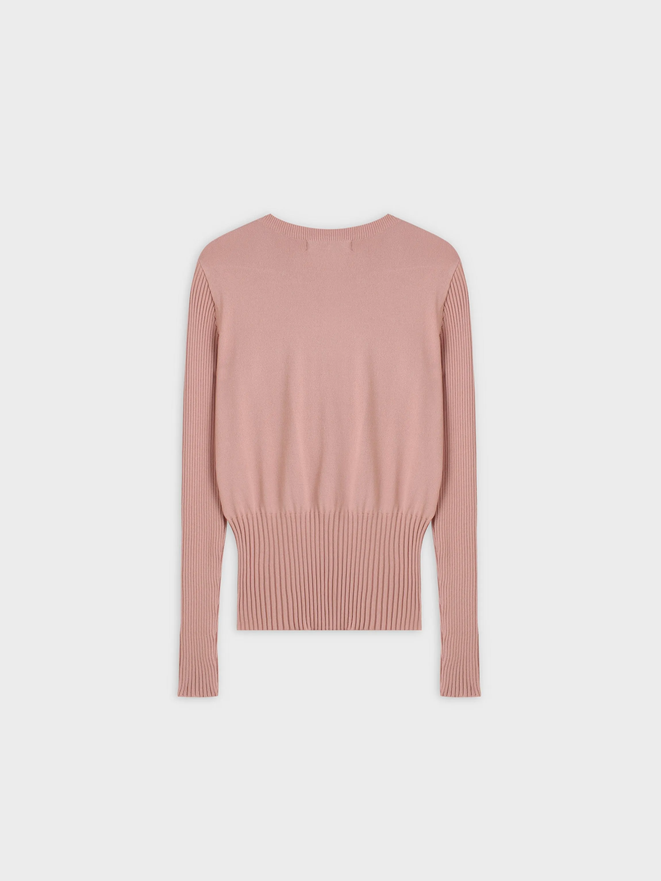 RIBBED WAISTED SWEATER-PEACH