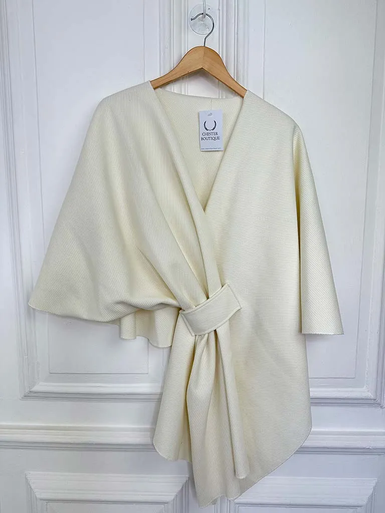 Ribbed Wrap Cape - Ivory