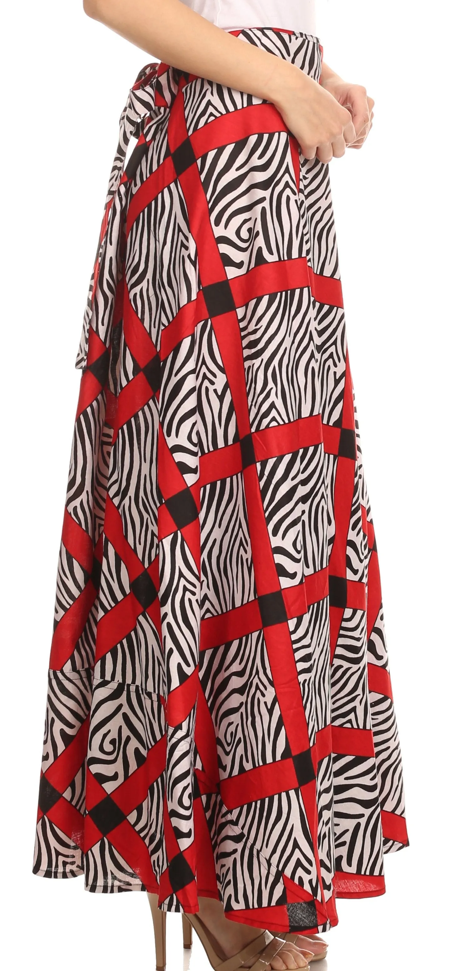 Sakkas Garan Long Opaque Fully Adjustable Printed Skirt Wrap Around Without Slit