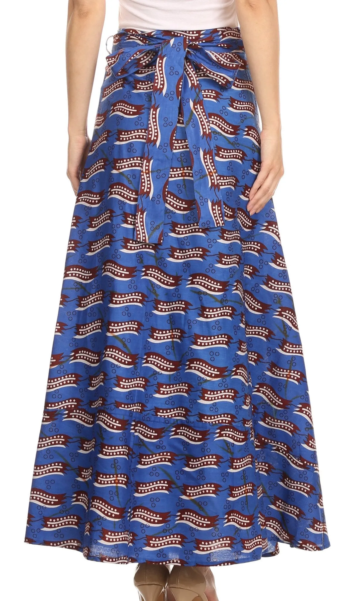 Sakkas Garan Long Opaque Fully Adjustable Printed Skirt Wrap Around Without Slit