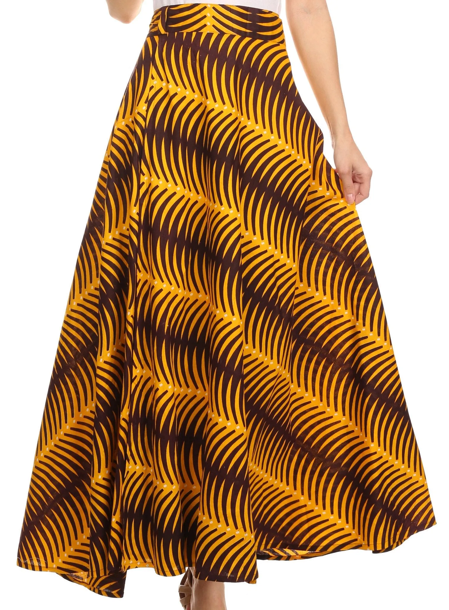 Sakkas Garan Long Opaque Fully Adjustable Printed Skirt Wrap Around Without Slit