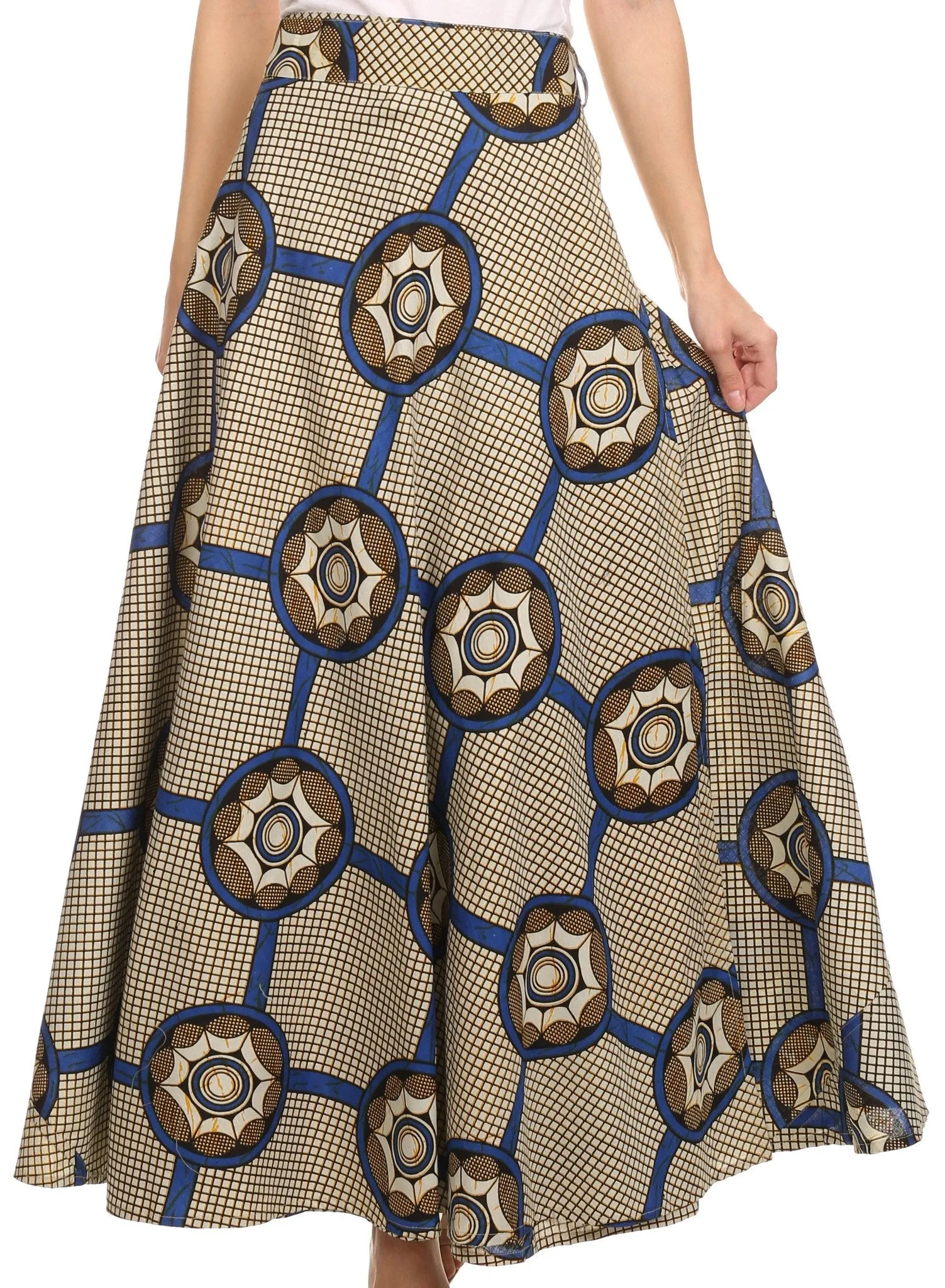 Sakkas Garan Long Opaque Fully Adjustable Printed Skirt Wrap Around Without Slit